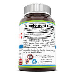 Pure Naturals Vitamin B12 500 Mcg 200 Tablets