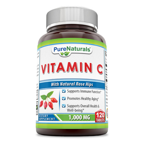 Pure Naturals Vitamin C with Rose Hips 1000 Mg 120 Tablets