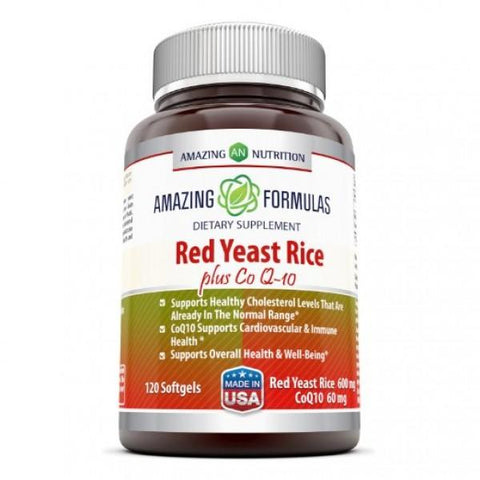 Amazing Formulas Red Yeast Rice Plus CoQ10 600 Mg 120 Softgels
