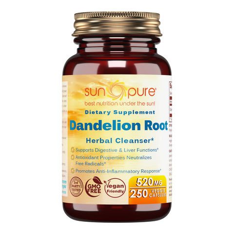 Sun Pure Dandelion Root 520 Mg 250 Veggie Capsules