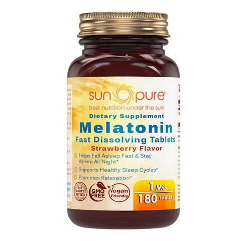Sun Pure Fast Dissolving Melatonin, 1Mg Strawberry Flavor 180 Tablets