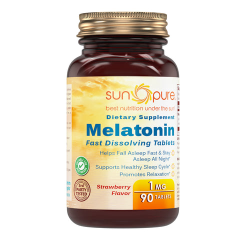 Sun Pure Melatonin Strawberry Flavor 1 Mg 90 Tablets