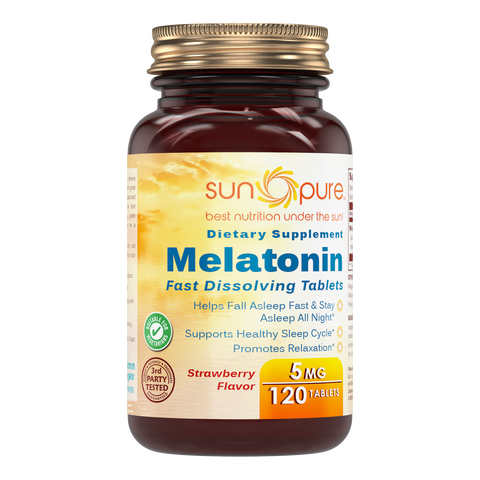 Sun Pure Melatonin Fast Dissolving Strawberry Flavor 5 Mg 120 Tablets