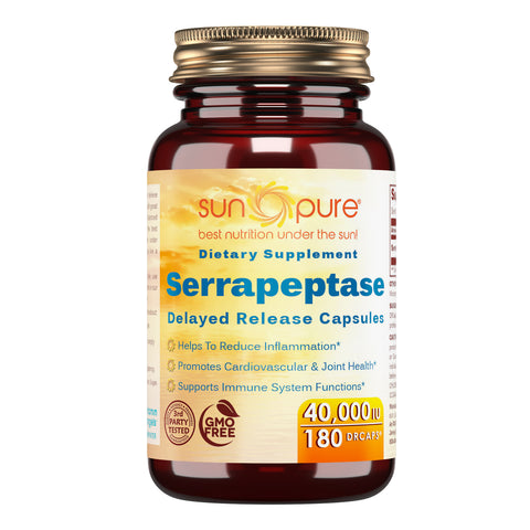 Sun Pure Premium Quality Serrapeptase 40000 IU 180 Capsules