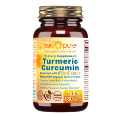 Sun Pure Turmeric Curcumun with Bioperine 755 Mg 180 Veggie Capsules