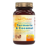 Sun Pure Premium Quality Turmeric + Coconut Oil Softgels Glass Bottle 900 Mg 120 Count