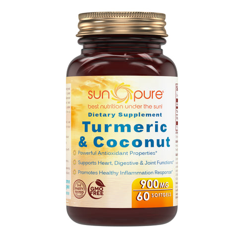 Sun Pure Premium Quality Turmeric Coconut Oil Softgels  60 Count