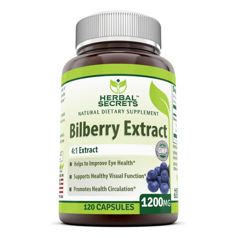 Herbal Secrets Bilberry Extract 1200 Mg 120 Capsules - herbalsecrets